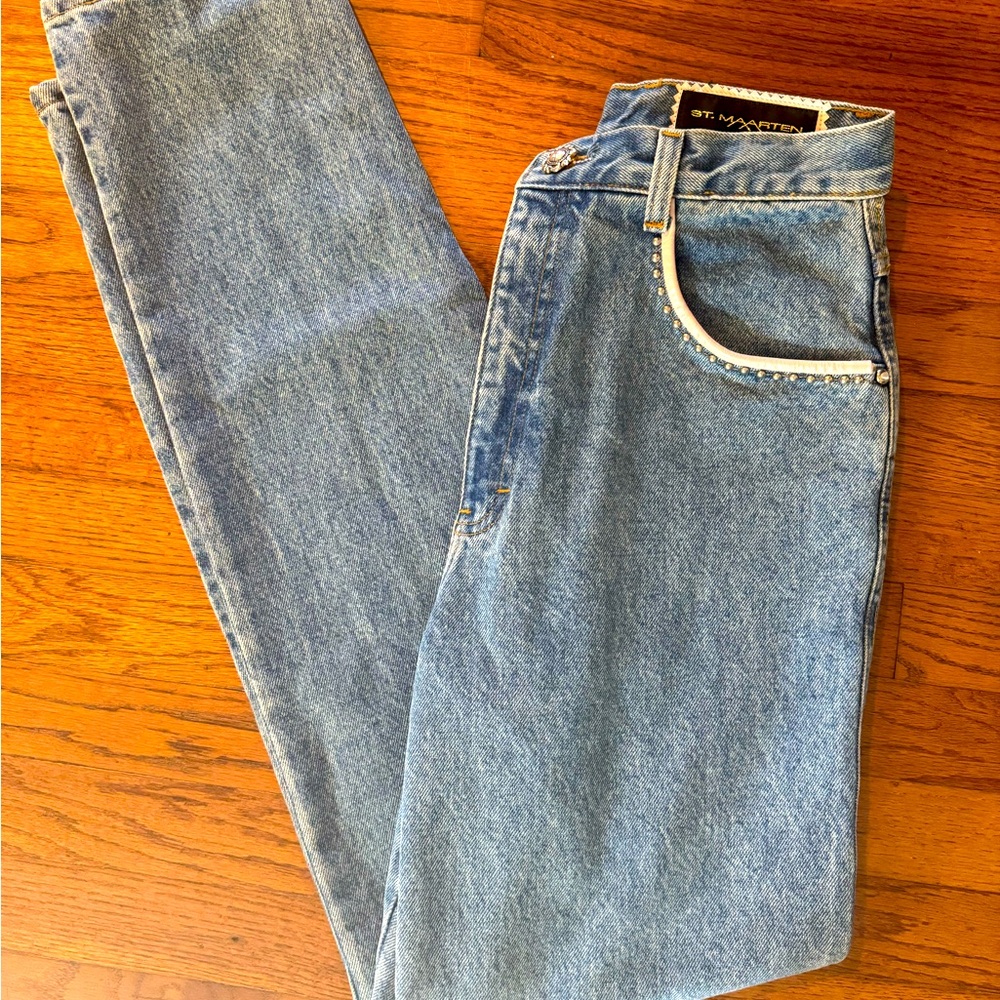 St. Maarten Dallas Vintage Size 10 Jeans 100% cotton, genuine, 100% leather
